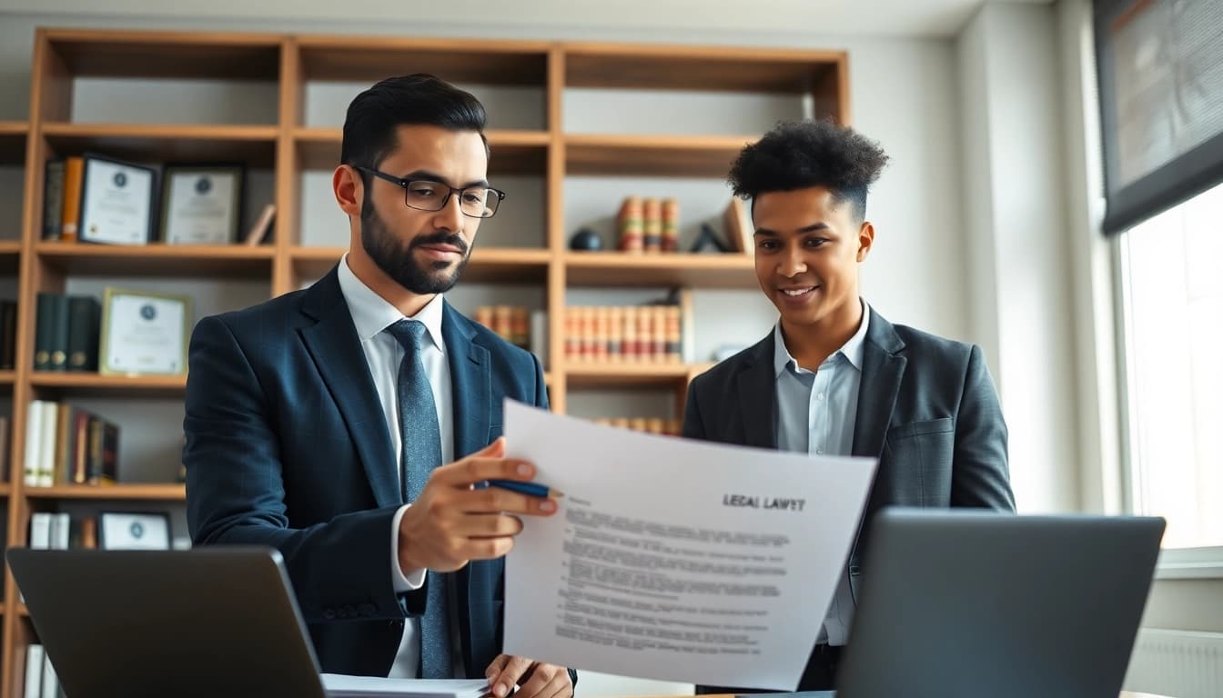Virginia Immigration Lawyer providing expert consultation to a client in a modern office.