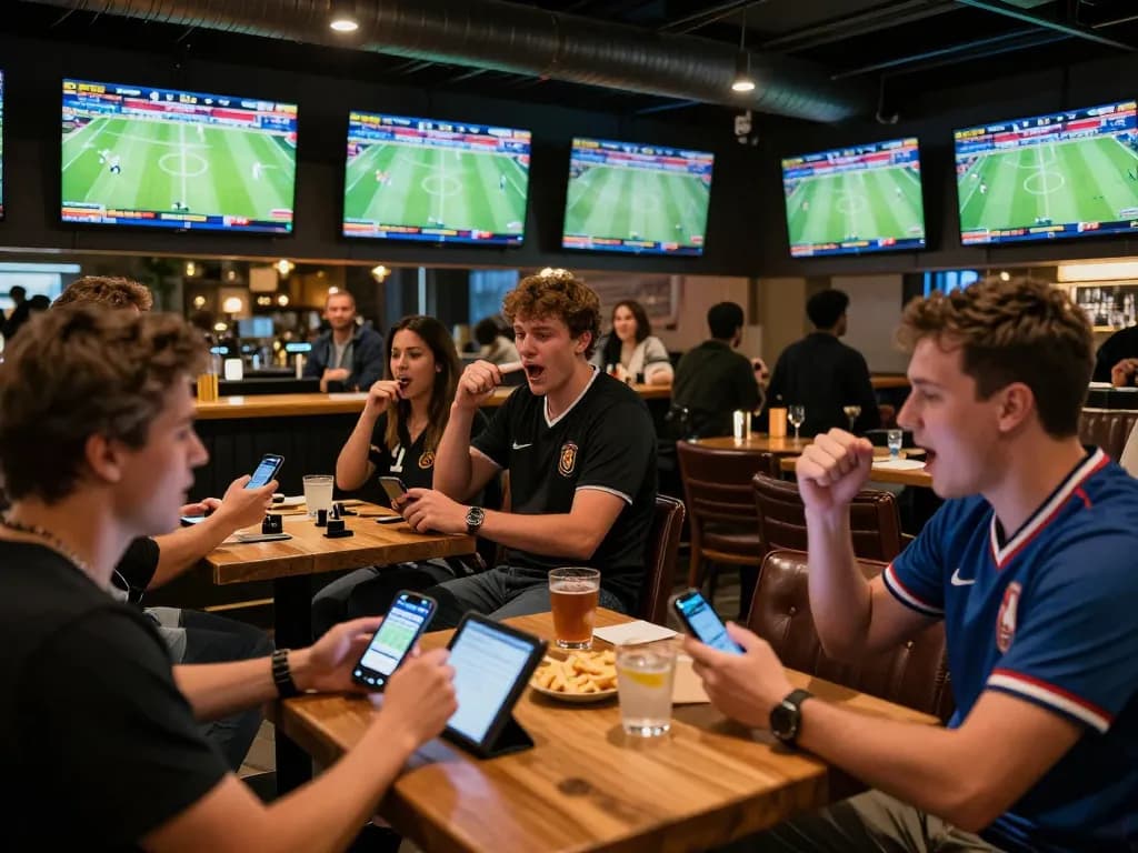 KLIKFIFA sports betting excitement with fans engaged in placing bets during live matches.