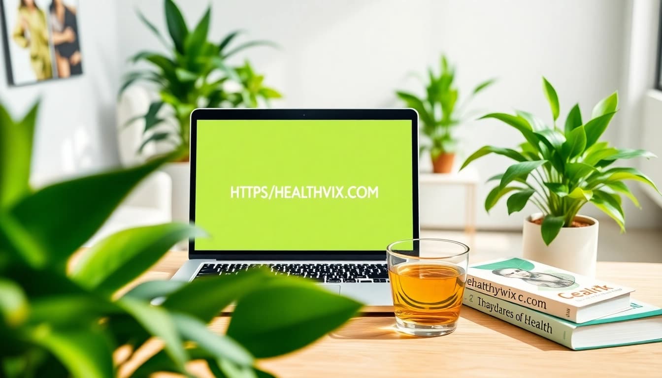 Engaging workspace showcasing https://healthyvix.com for a healthy lifestyle.