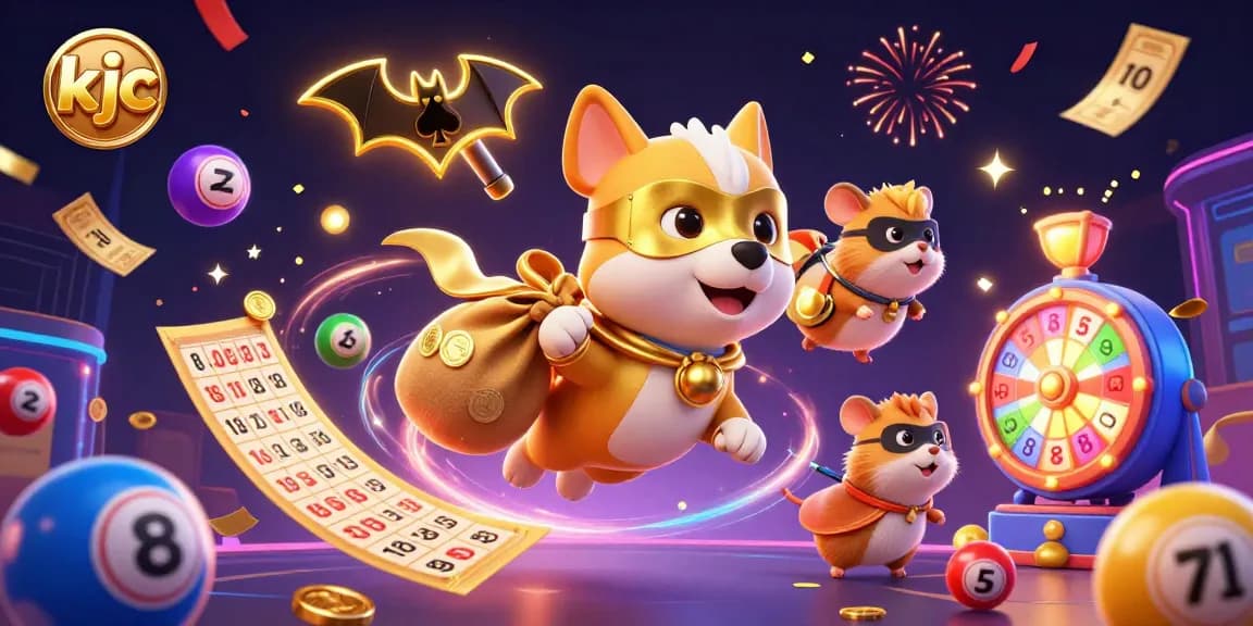 KJC rewards players with vibrant gaming action, showcasing a superhero dog and exciting lottery elements.