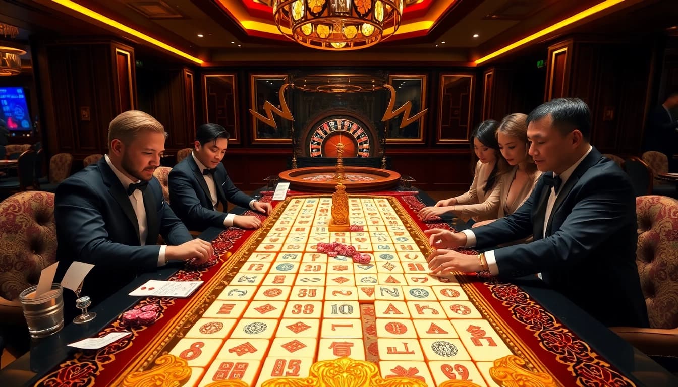 Engage with Mahjong Ways 2 at a luxurious casino, showcasing high-stakes gameplay and exciting strategy.
