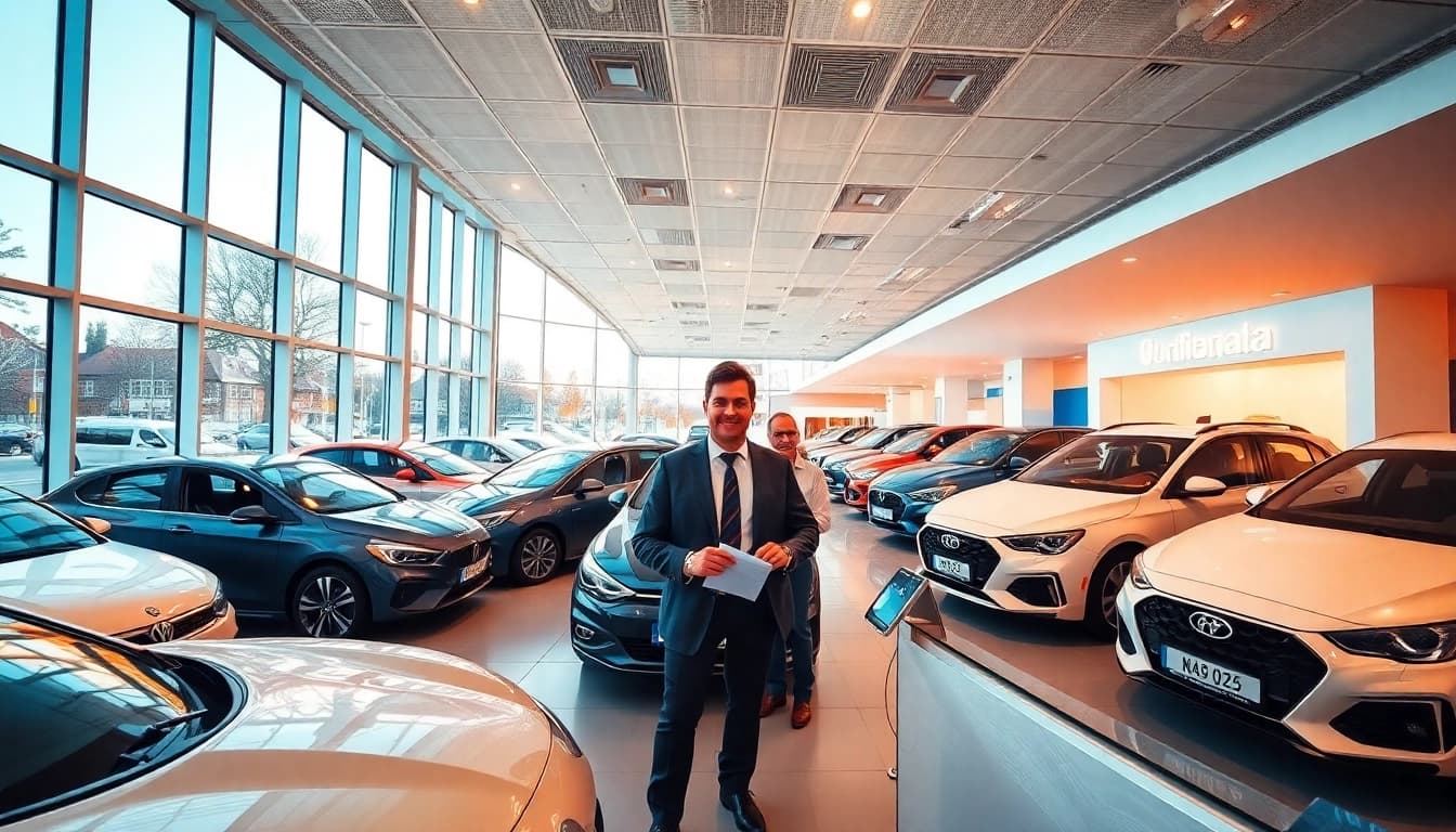 Chirie auto Moldova: Modern car rental agency in Chișinău showcasing a variety of rental cars.