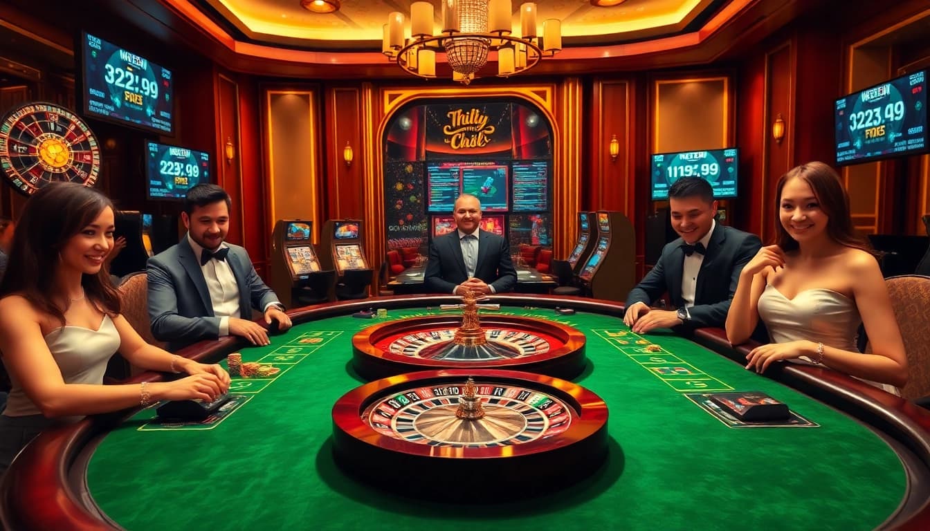 Experience excitement at Trang chủ 789P with a vibrant poker scene showcasing luxury gambling elements.