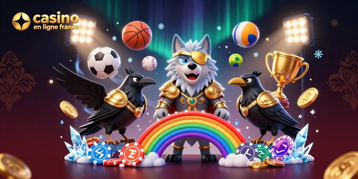 Visuel captivant de casino en ligne France avec des personnages de la mythologie norvégienne dans un décor de jeu dynamique.