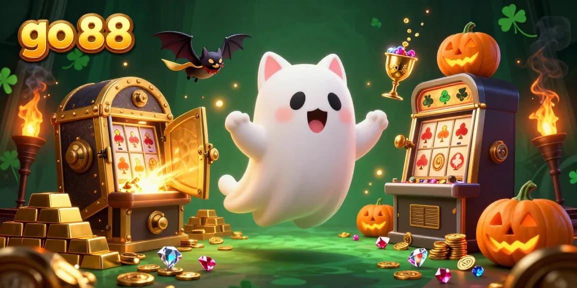 Engage in thrilling gameplay with go 88 as a ghost cat and bat find treasures in a haunted casino.
