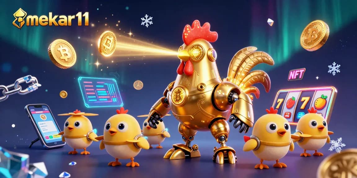 Mekar11 offers dynamic slot gaming visuals with a futuristic golden rooster battling for big wins.