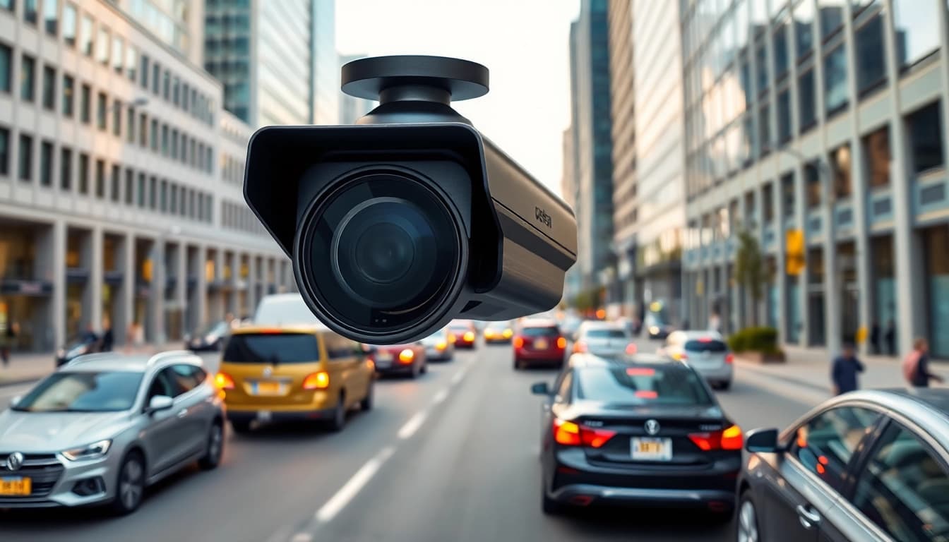 Enhance security with a license plate recognition camera capturing real-time vehicle data.