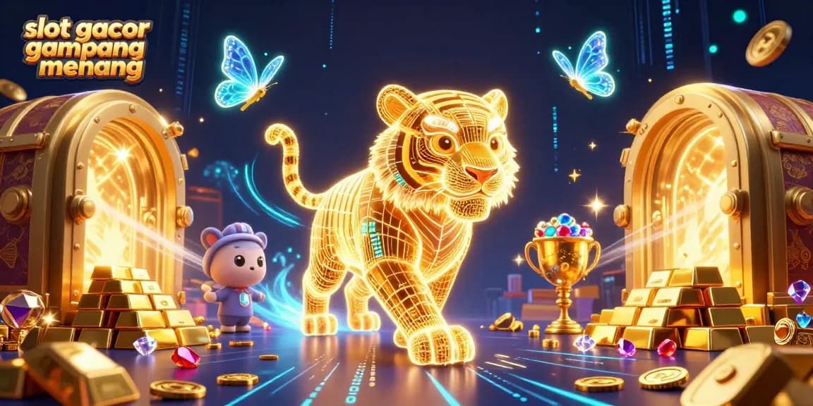 Engage with the excitement of slot gacor gampang menang in this vibrant casino scene featuring a golden tiger.