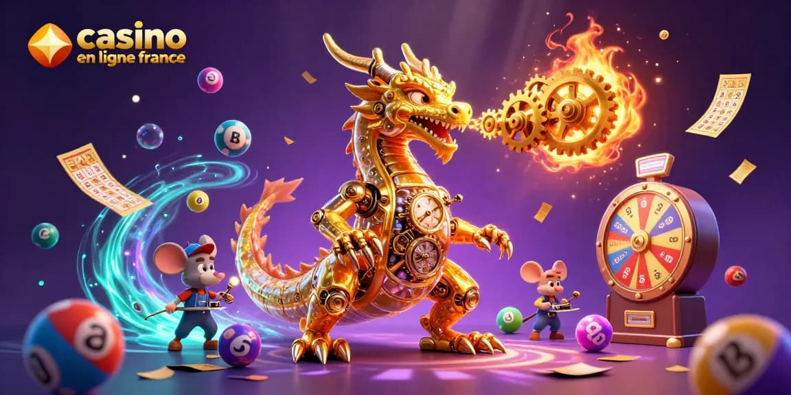 Découvrez l'univers captivant du casino en ligne France avec une illustration dynamique gorgée de couleurs.