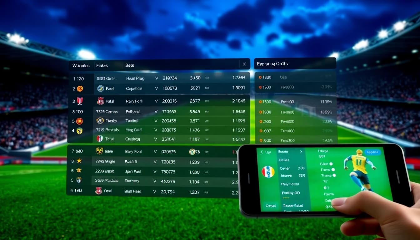 Taruhan bandar bola online menampilkan peluang taruhan dan statistik pemain.