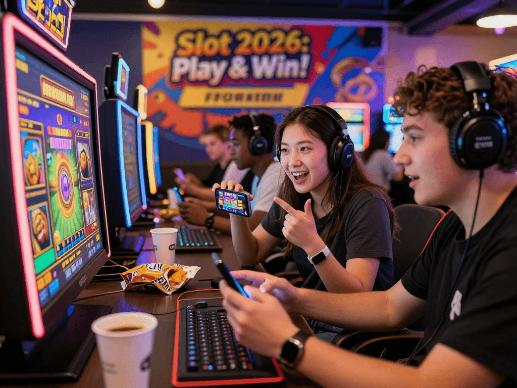 Slot 2026: Pemain menampilkan strategi di ruang permainan online yang meriah.