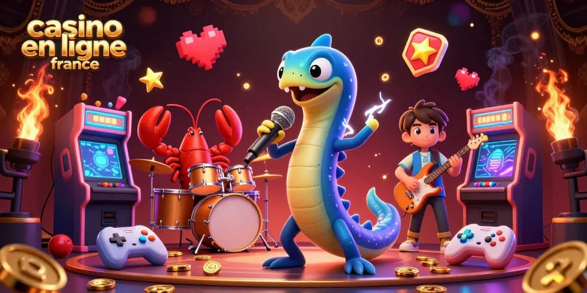 Découvrez une scène dynamique de jeu avec le casino en ligne France, mettant en avant un DJ anguille électrique et ses musiciens sous-marins.