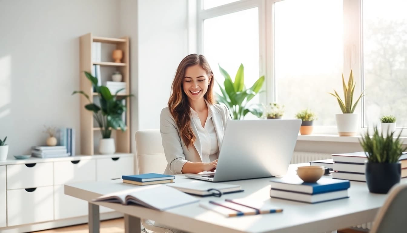 Créer avec anneduboc.fr une ambiance de travail moderne et inspirante dans un bureau lumineux.