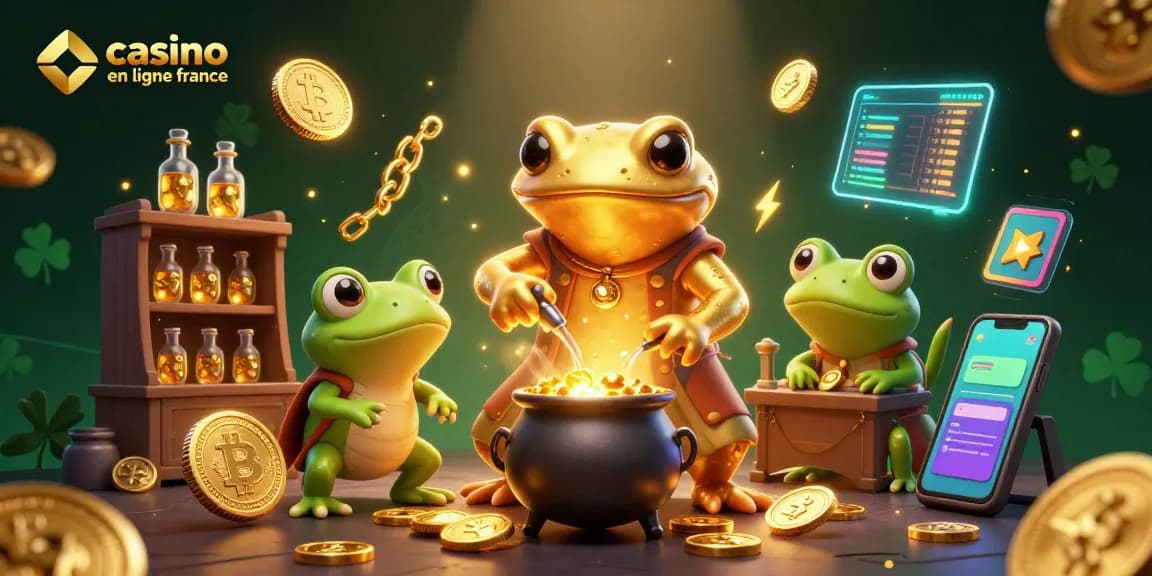 Découvrez le frisson du casino en ligne France avec une illustration dynamique de l'alchimiste et de ses assistants.