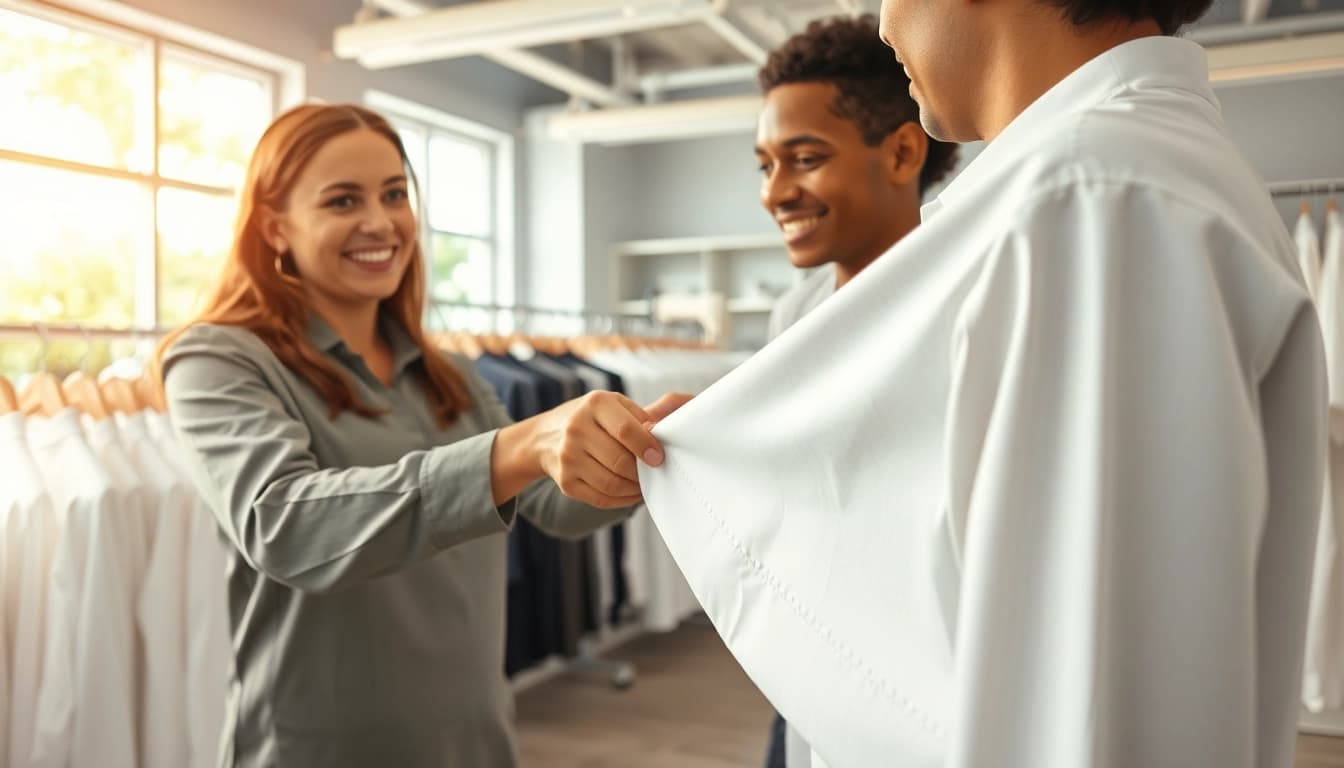 Dry cleaners near me offering professional services in a modern, inviting setting.
