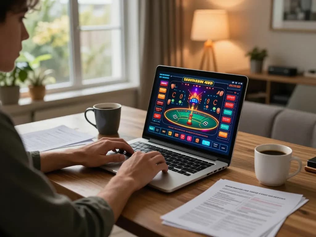 Engaging online gaming session on laptop showing gajah toto interface with player deep in strategy.
