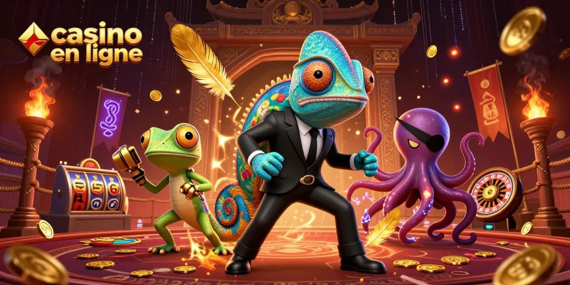 Jouez avec passion sur un casino en ligne moderne, illustrant des personnages de couleurs vibrantes et des éléments de jeu.