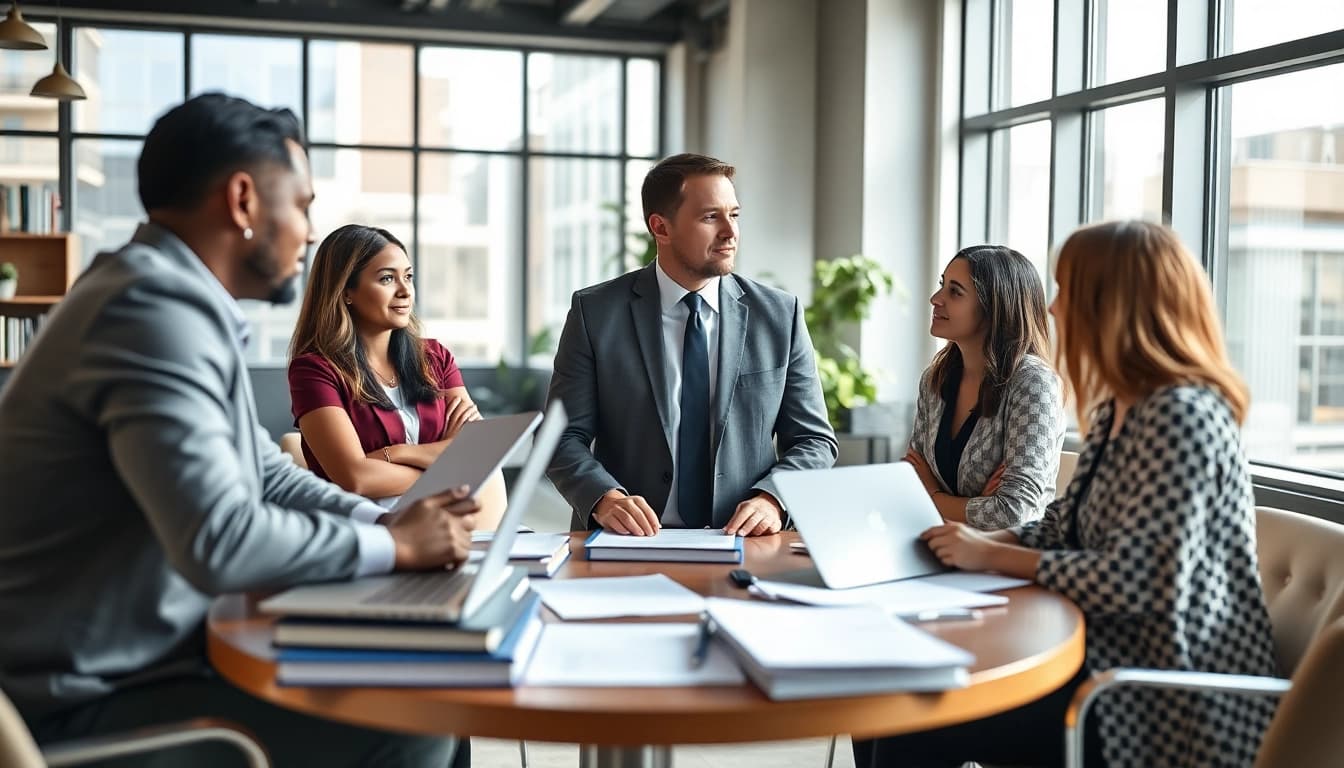 Washington DC Startup Lawyer advising startup founders on business legal matters in a modern office.