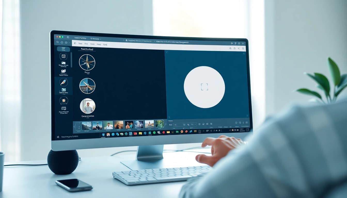 Crop image in circle using an easy online tool interface featuring vibrant colors and circular framing options.