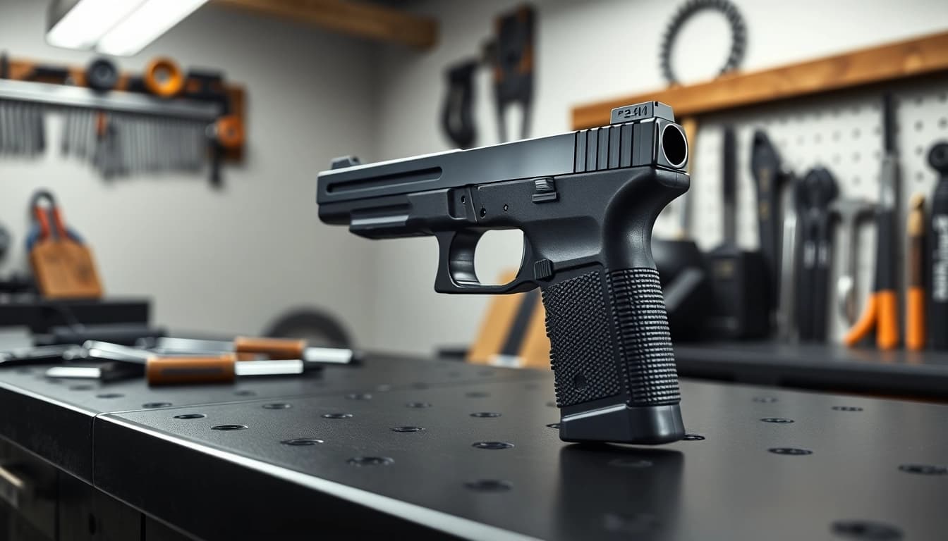 Explore the pf940v2 glock 17 frame kit with detailed textures and professional lighting.