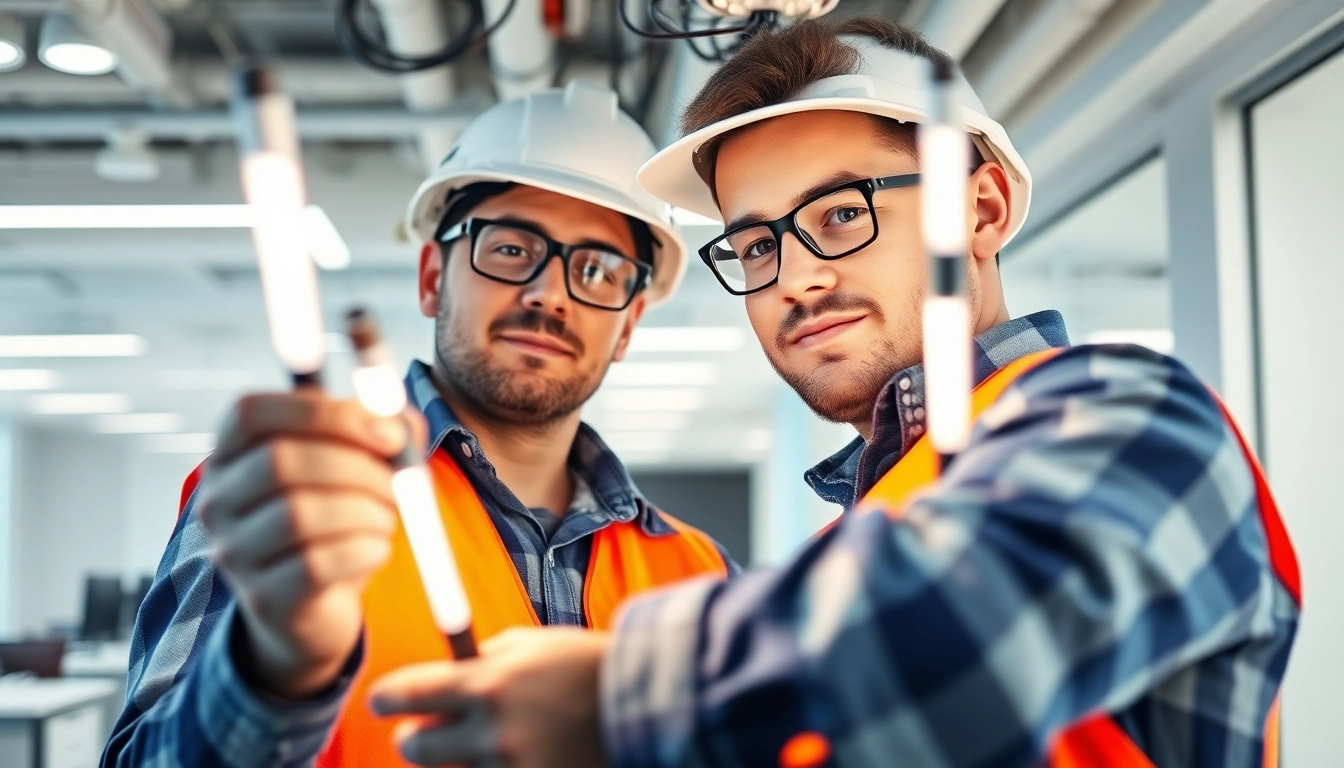 Skilled commercial electrician Vancouver installing electrical systems in a bright office setting.