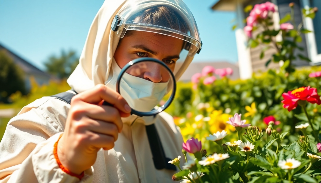 Certified insect technician inspecting plants to ensure pest-free environments.