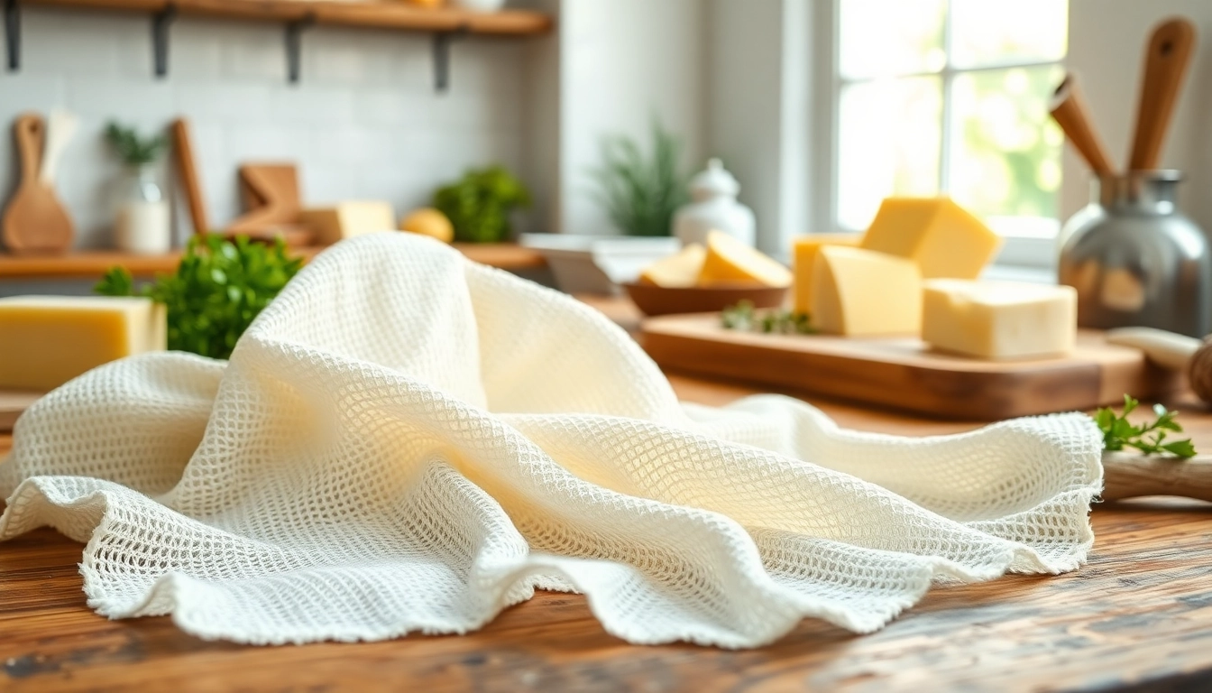 Kaasdoek draped over a wooden table, capturing the texture and softness perfect for various culinary uses.