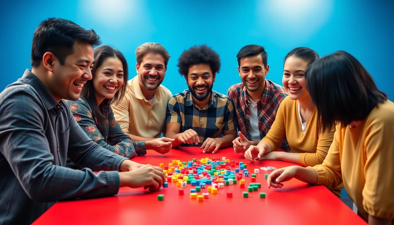 Engaged players enjoying daman games, showcasing vibrant colors and joyful expressions.