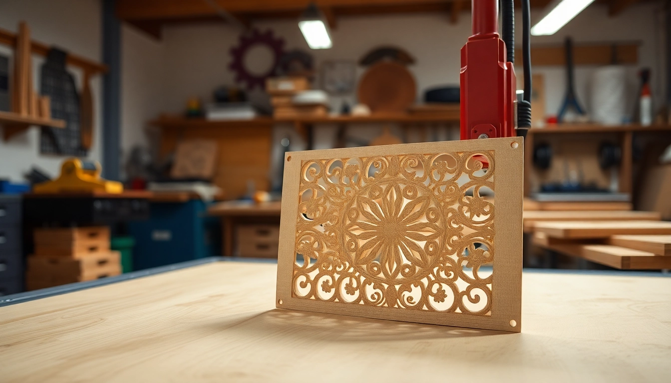 Inspecting dxf file for laser cutting design on a workshop bench