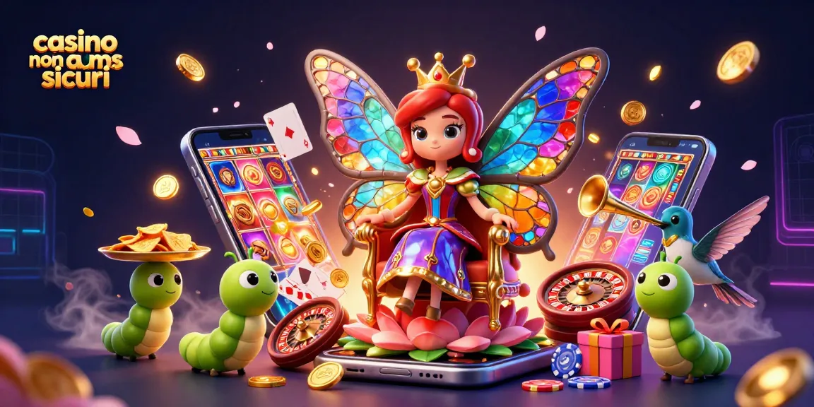 Scopri il mondo dei casino non AAMS sicuri con una vibrante illustrazione di gioco e divertimento.