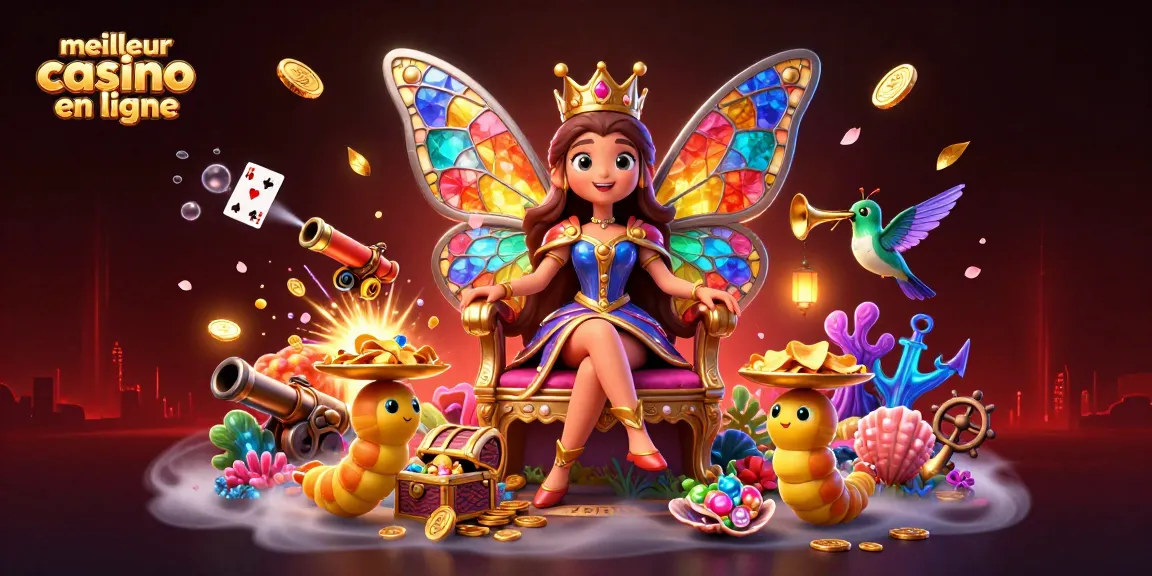 Actions de jeu gagnantes au meilleur casino en ligne avec une reine papillon et des éléments féeriques.