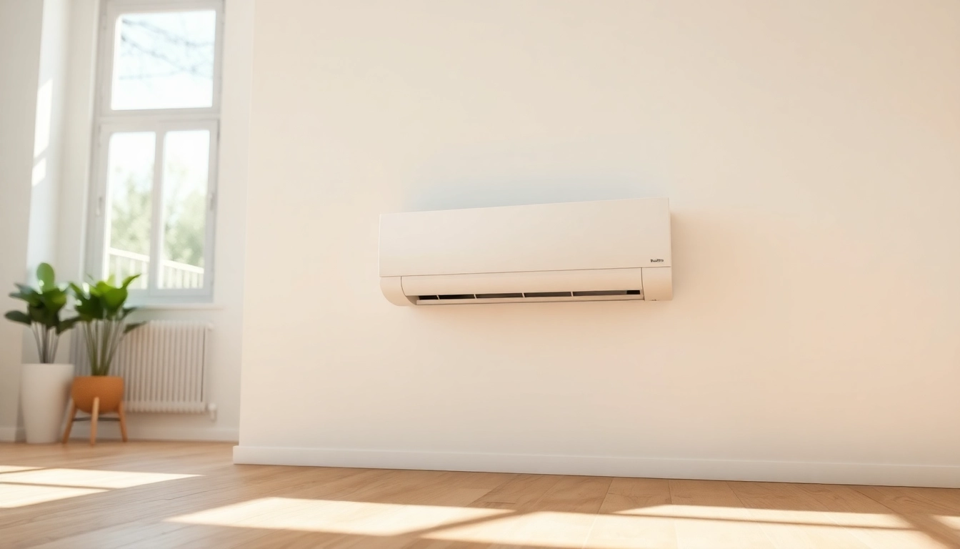 Installing a Daikin mini split AC system in a stylish modern living room for optimal cooling.