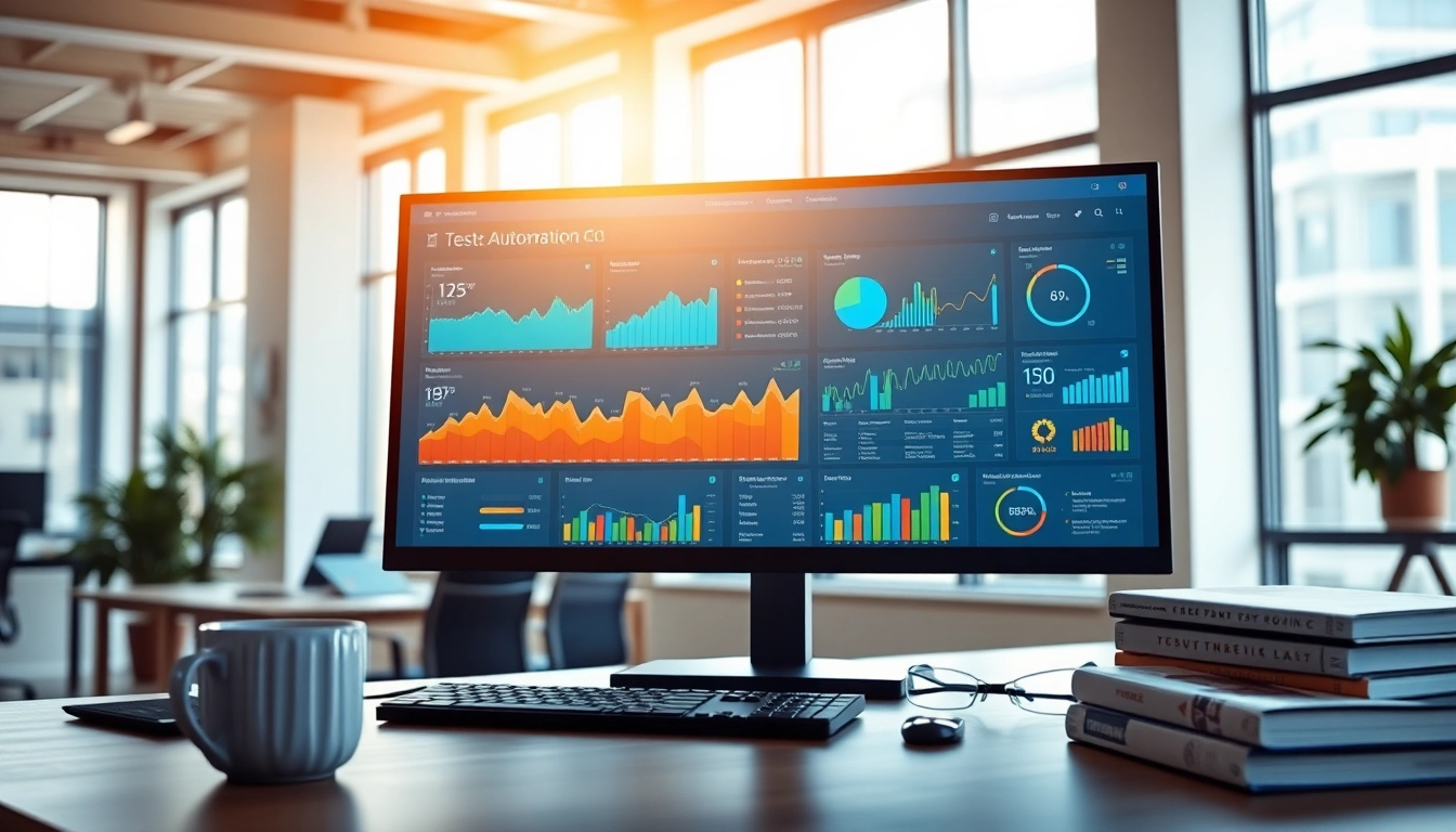 Visual representation of a test automation tool interface showcasing analytics and performance metrics.