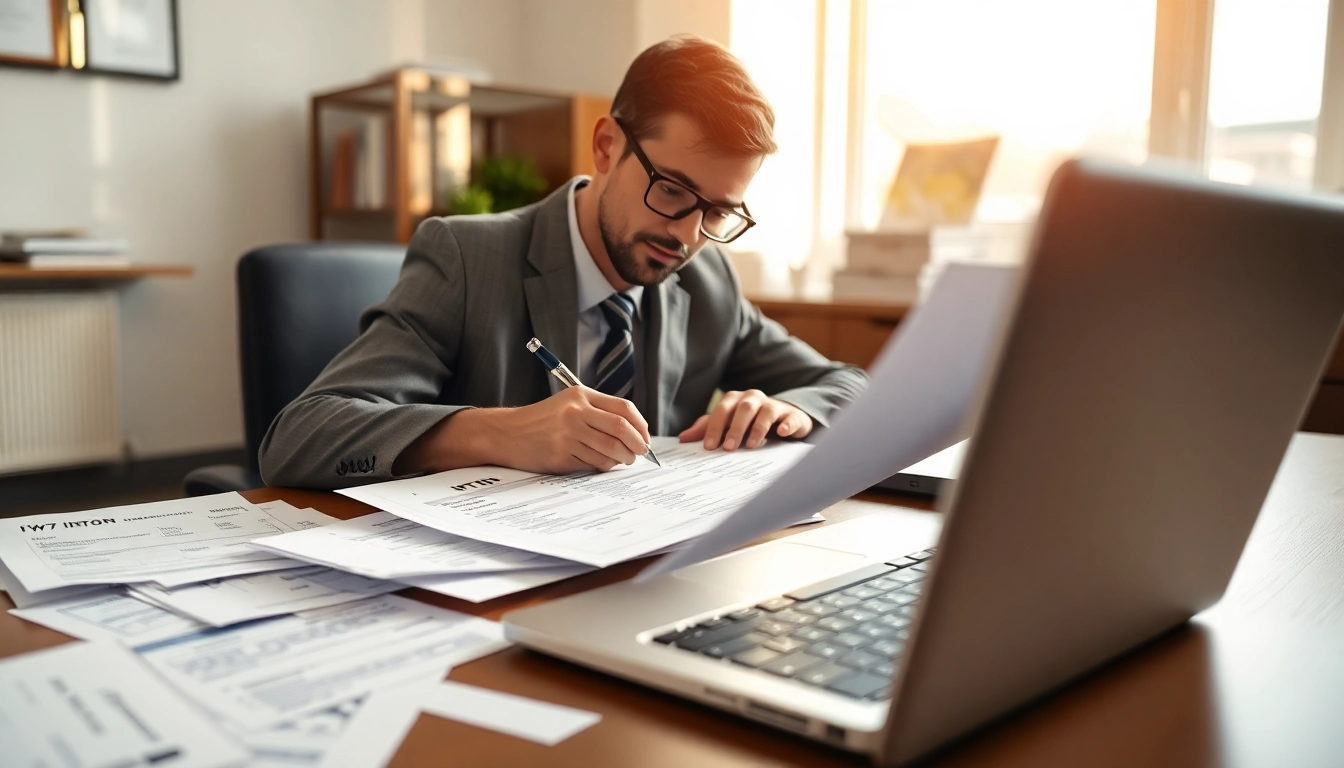 Submit your ITIN application with accurate details amid a professional office setup.