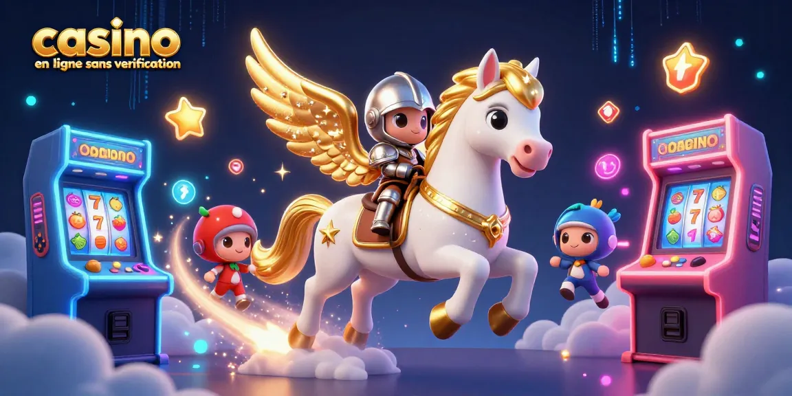 Jouez au casino en ligne sans vérification pour gagner avec notre cheval céleste en 3D et des machines à sous colorées.