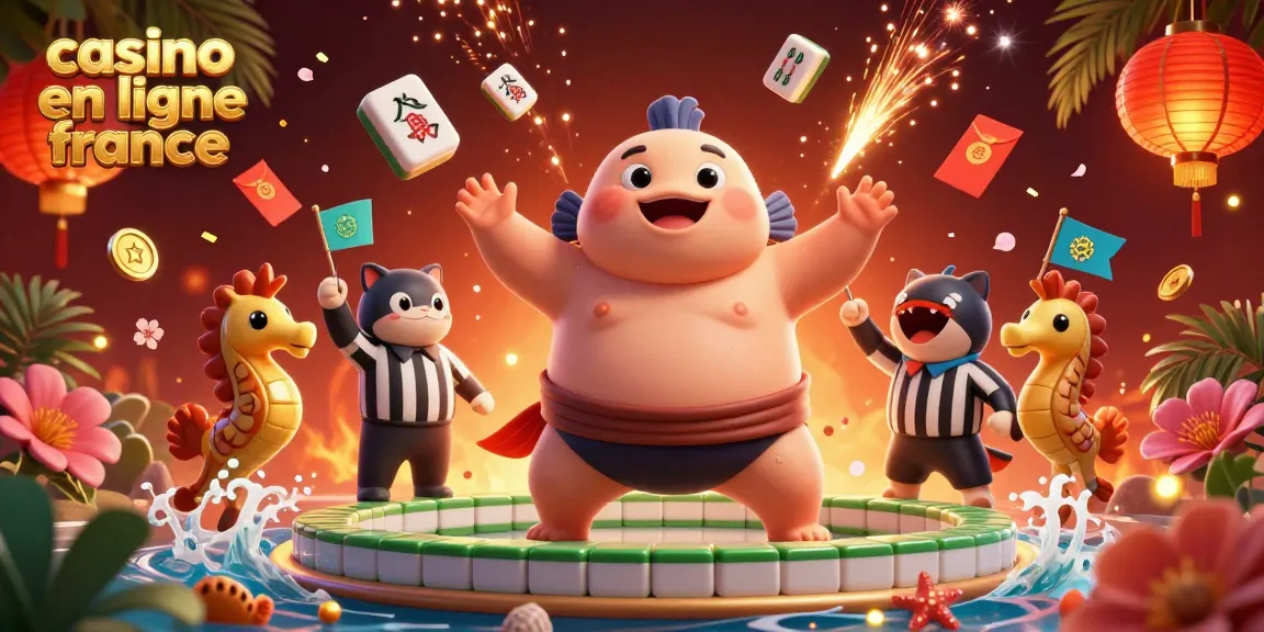 Illustration colorée représentant le casino en ligne France avec des personnages ludiques dans une ambiance festive.