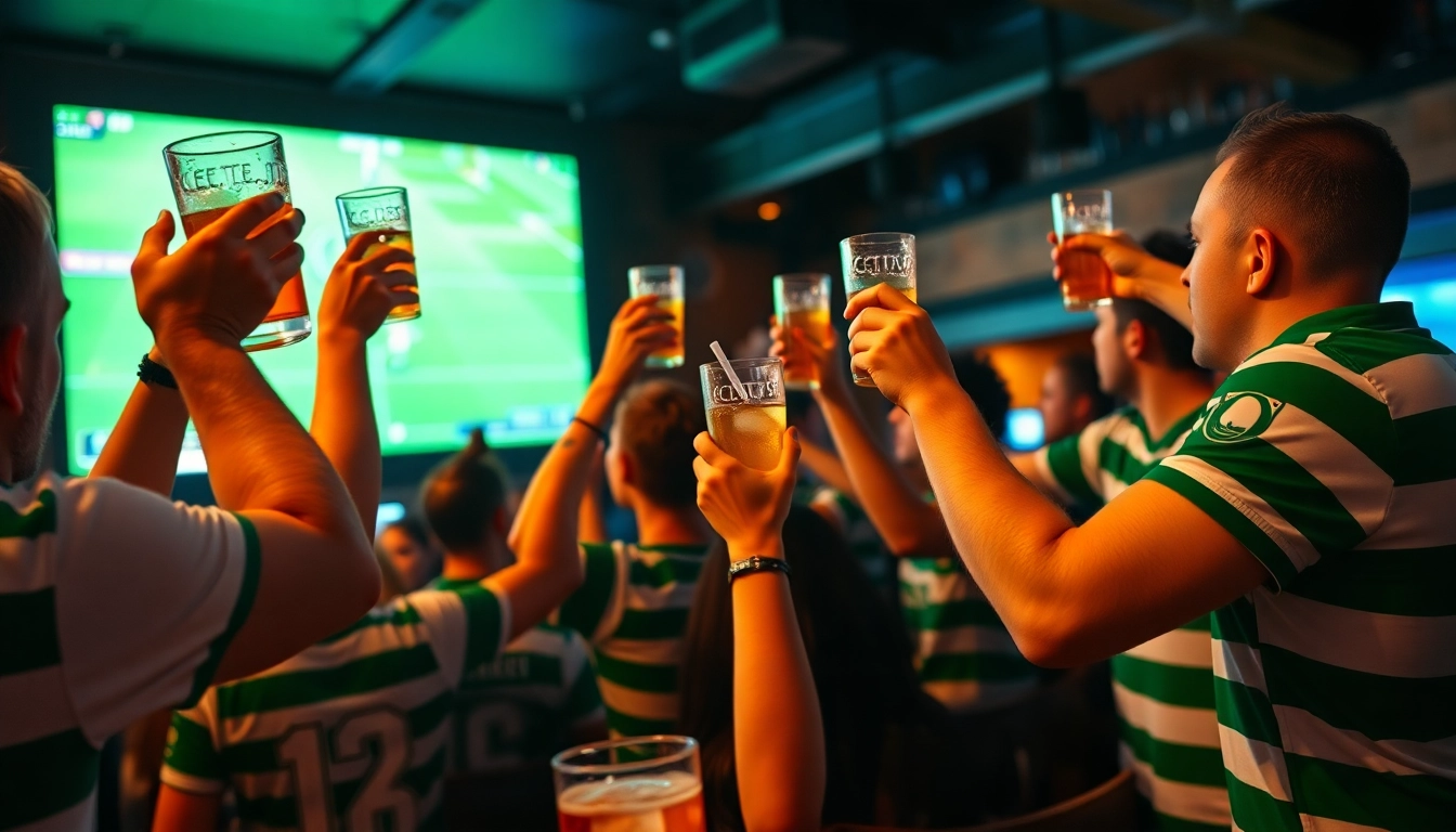 Feiernde Fans im Paddy's Bar von csc hamburg feiern ein Fußballspiel.