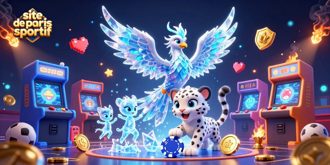 Un site de paris sportif avec un phénix de glace et un léopard des neiges jouant à des jetons de poker