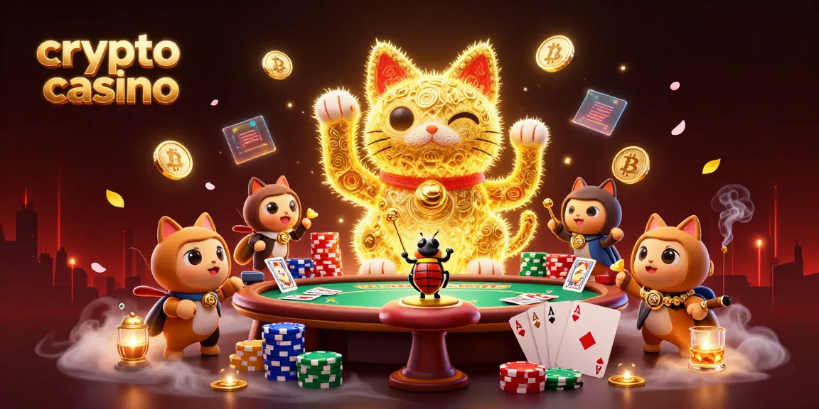 Une illustration de casino crypto captivante illustrant des feu follets dorés formant un chat porte-bonheur.