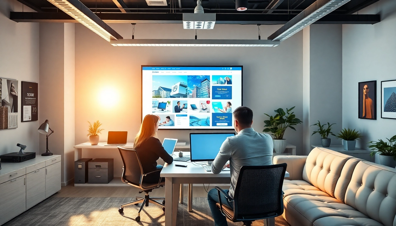 Webdesign-Profis besprechen kreative Lösungen in einem modernen Büro.