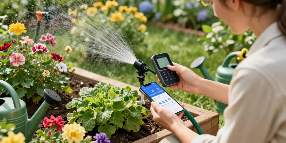 Efficient watering with rainpoint Irrigation Controllers in a vibrant home garden.