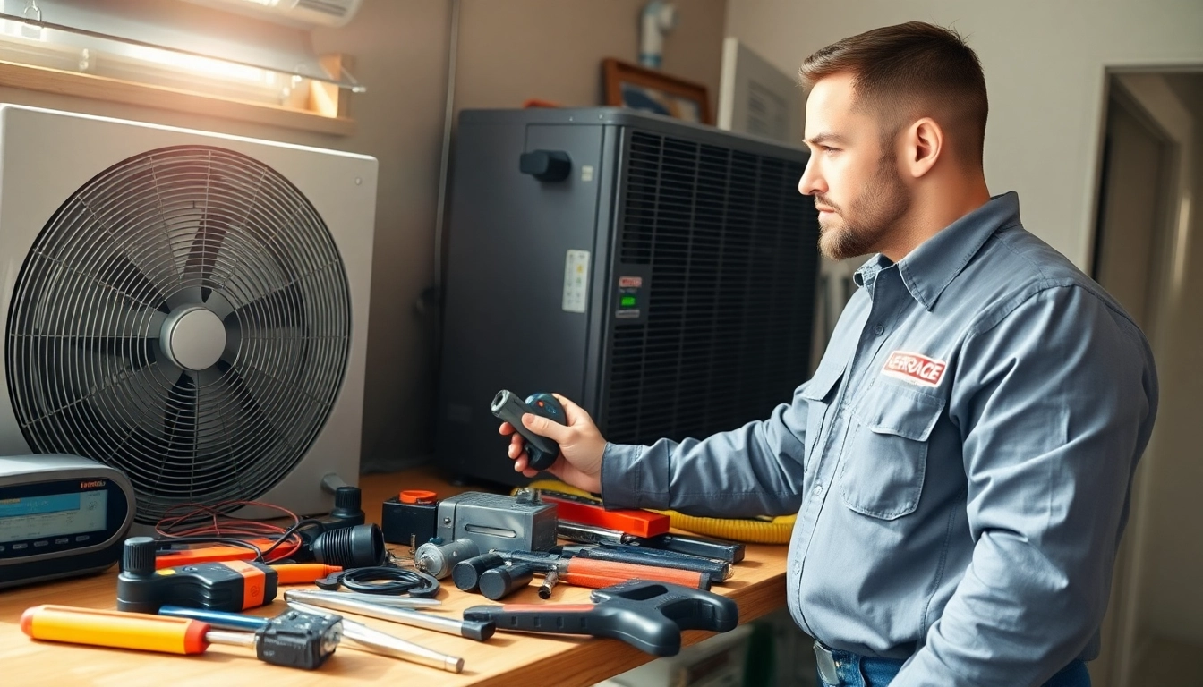 Expert performing Emergency HVAC Repair on a residential unit, showcasing tools in action.