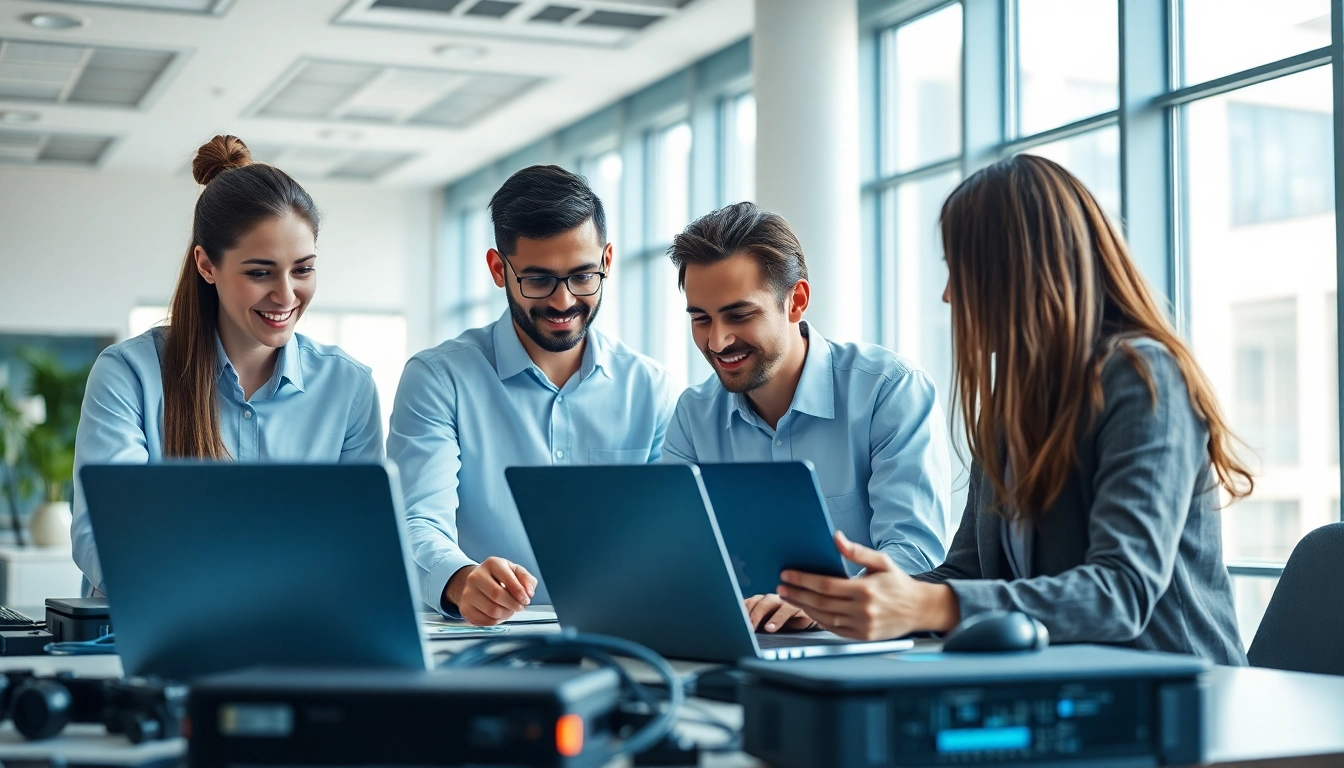 Showcase IT Companies professionals collaborating in a modern workspace environment.