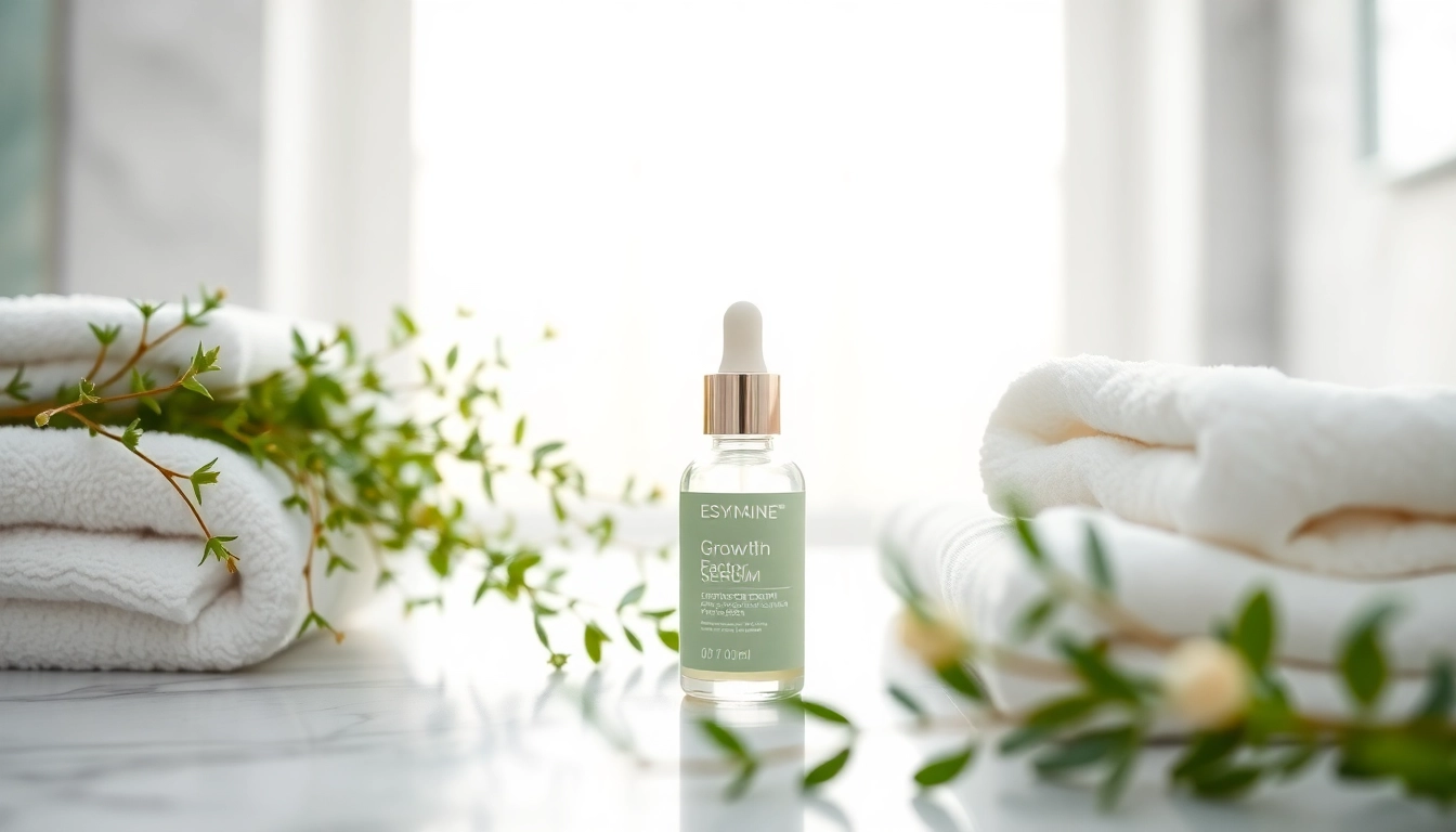 Applying growth factor serum on glowing skin, showcasing rejuvenating properties and hydration.