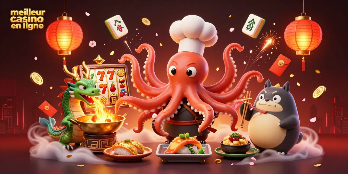 Jouer au meilleur casino en ligne pour gagner avec l'octopus chef et le dragon de wasabi.