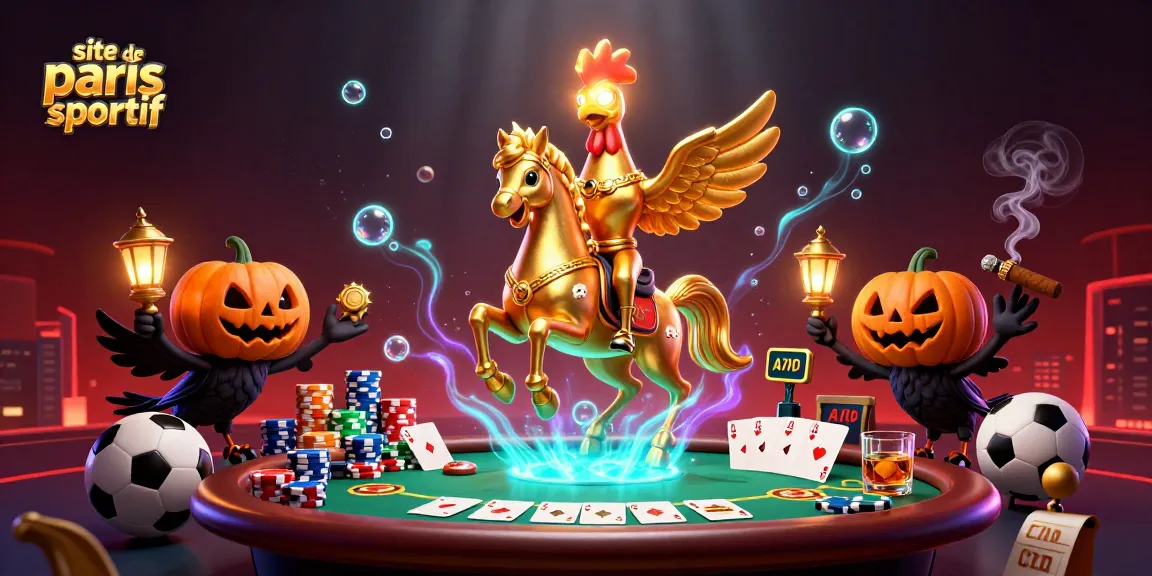 Pariez sur le site de paris sportif avec des personnages entourés d'éléments de jeu lumineux.