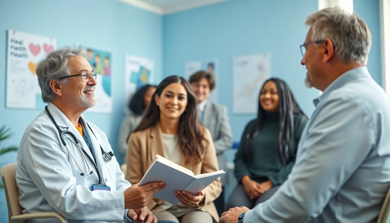 YourGP healthcare provider assisting a patient in a welcoming consultation room.