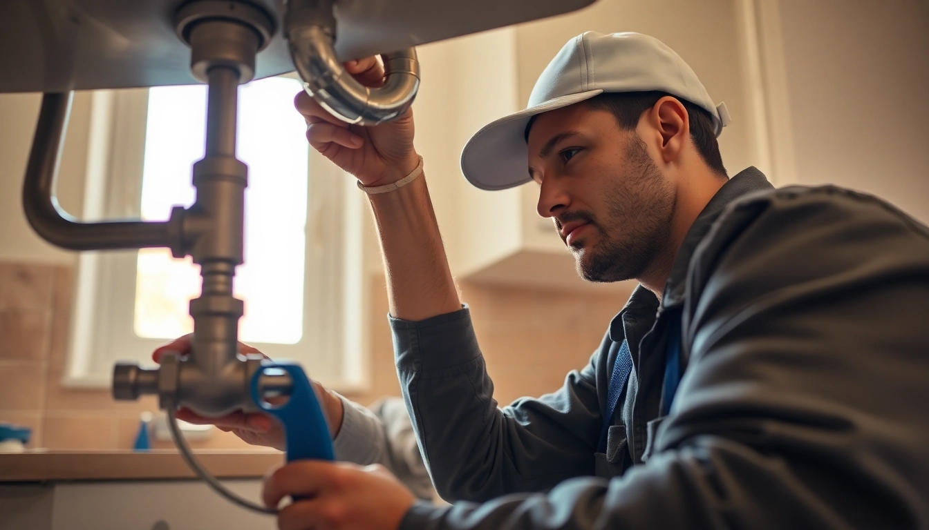 Plumber diagnosing plumbing knightdale issues under a kitchen sink, showcasing expertise and service