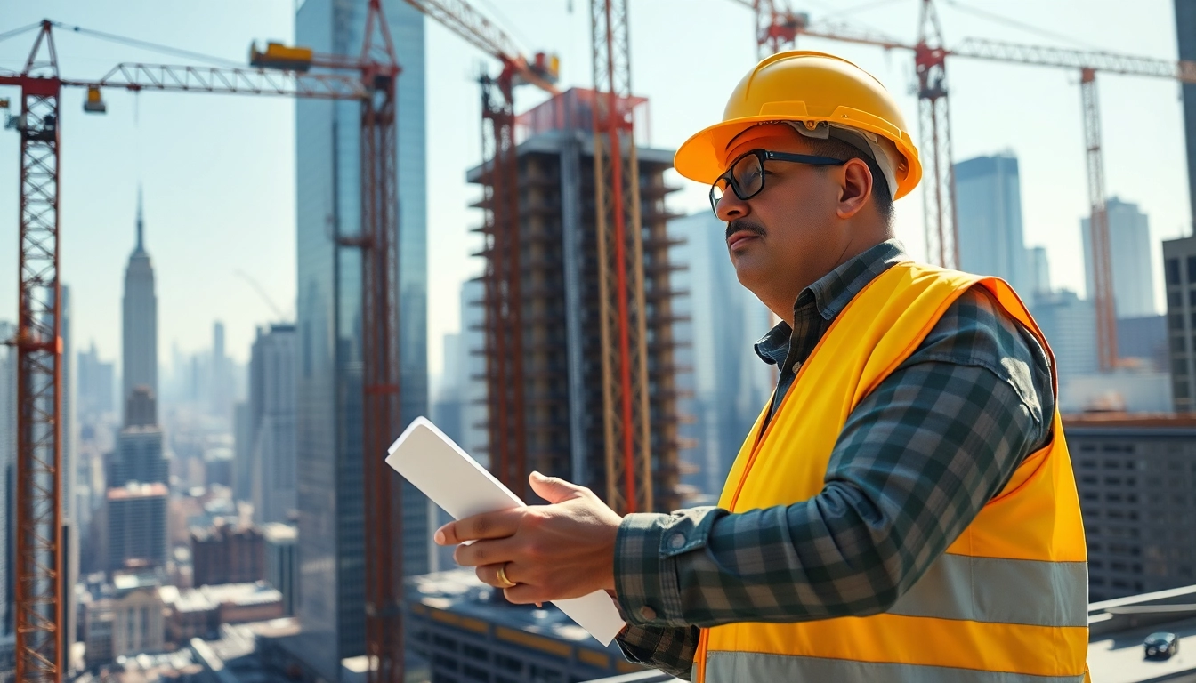 New York City Commercial General Contractor overseeing a bustling construction project.