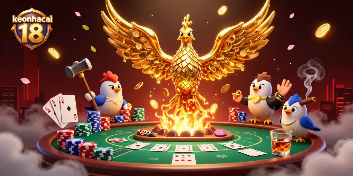 Engage with keonhacai 18's vibrant atmosphere filled with golden visuals and dynamic poker action.